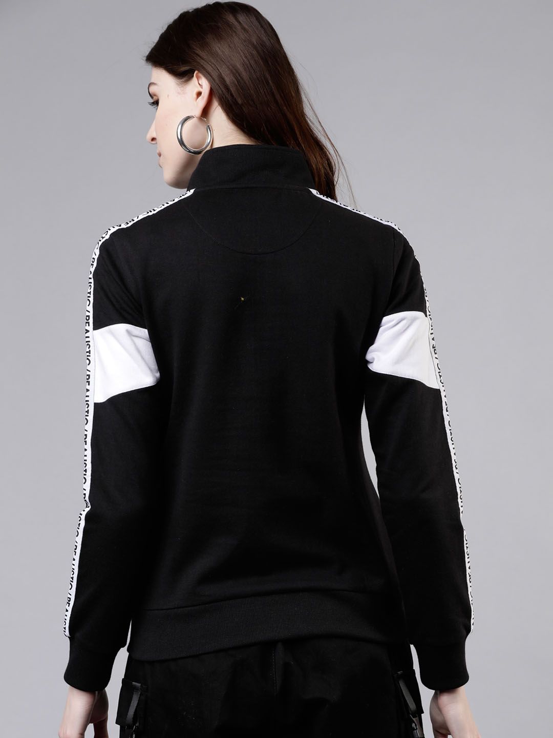 Baju Pullover Bersekat Warna Tokyo Talkies Wanita Hitam &amp; Putih