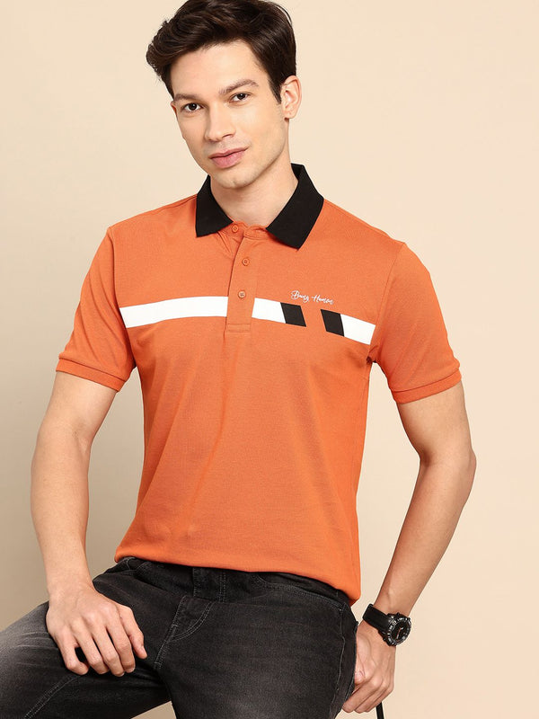 Being Human Pure Cotton Striped Polo Collar T-shirt