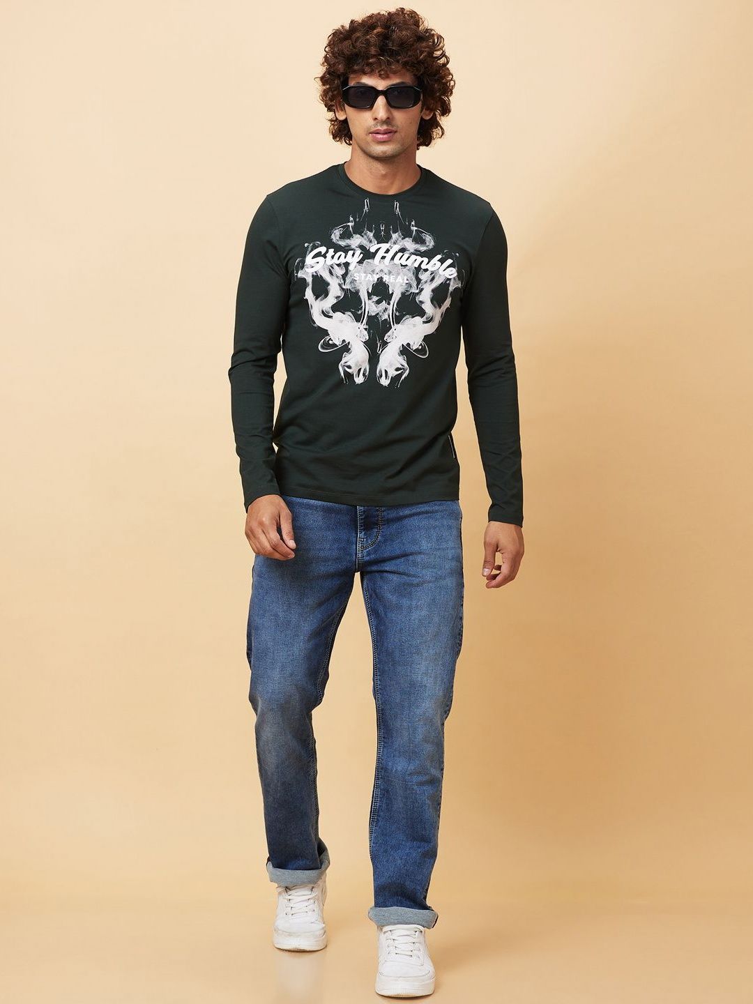Being Human Men Printed Henley Neck Applique T-shirt