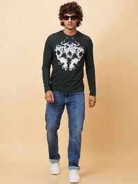 Being Human Men Printed Henley Neck Applique T-shirt