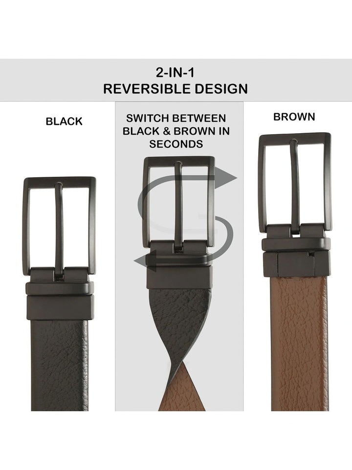 Teakwood Leathers Men Textured Leather Reversible Formal Belt