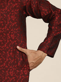 SOJANYA Men Maroon Jacquard Kurta