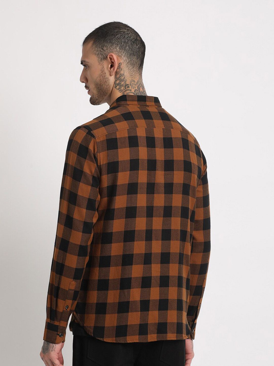 THE BEAR HOUSE Slim Fit Buffalo Checked Flannel Casual Pure Cotton Shirt