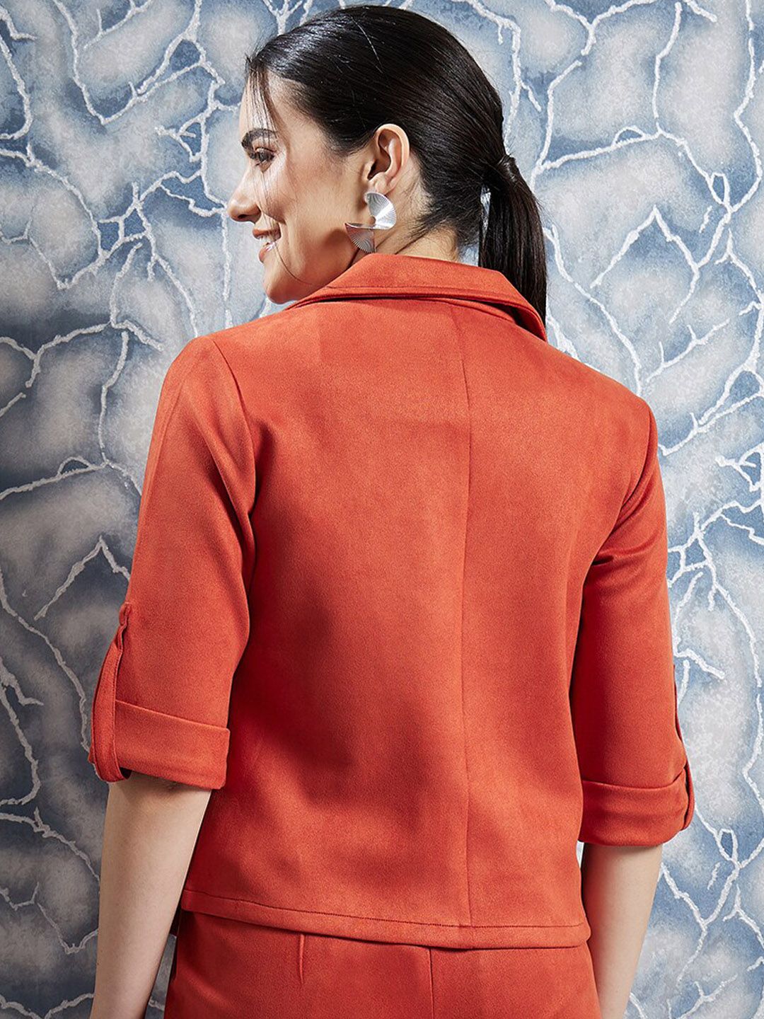 Athena Rust Notched Lapel Collar Coat With Trousers Co-Ords