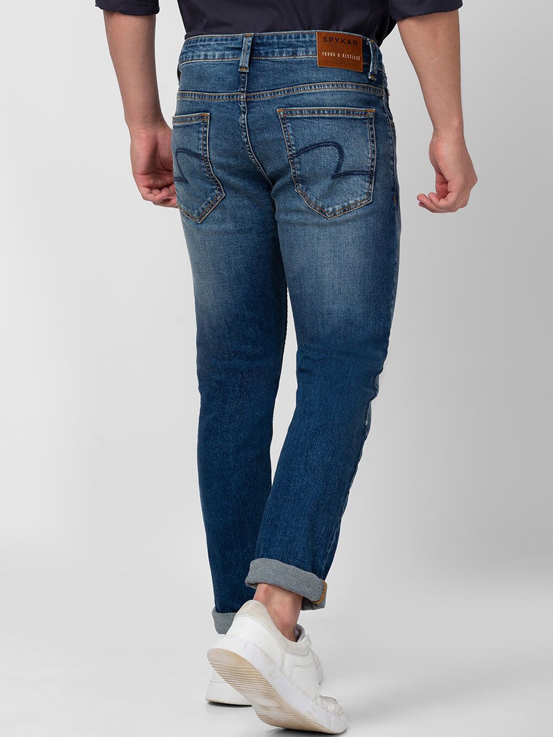 SPYKAR Men Slim Fit Low-Rise Heavy Fade Stretchable Cotton Jeans