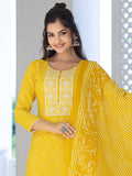 KALINI Bandhani Printed Regular Mirror Work Kurta With Trousers & Dupatta