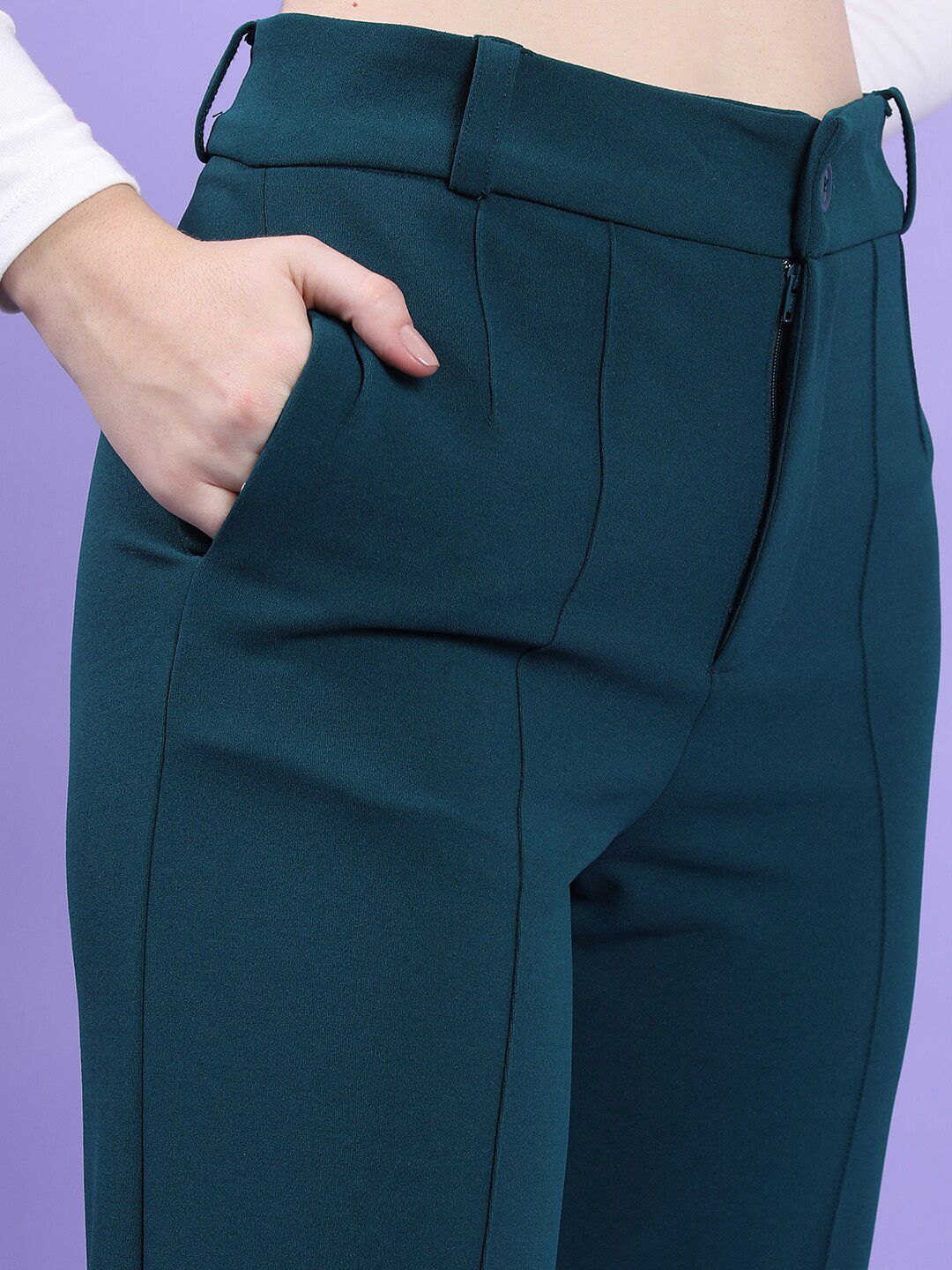 CHIC BY TOKYO TALKIES Women High-Rise Straight Fit Trousers