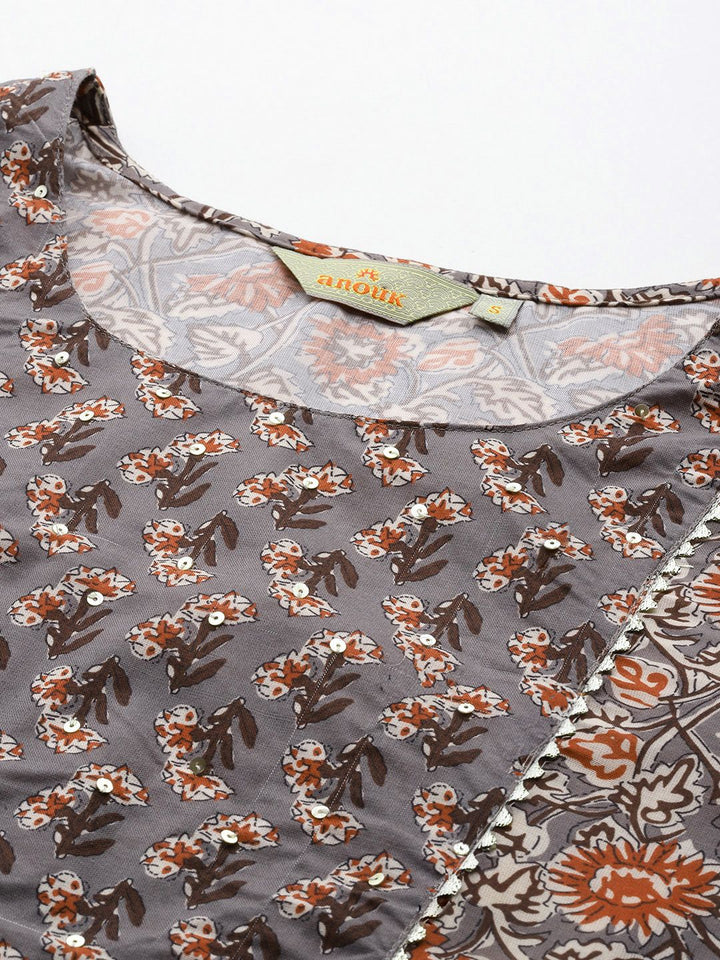 Anouk Ethnic Motif Print Kurta with Trousers & Dupatta
