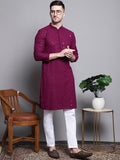 Jompers Geometric Self Design Sequinned Pure Cotton Straight Kurta With Pyjamas