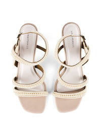 Lino Perros Embellished Open Toe Kitten Sandals