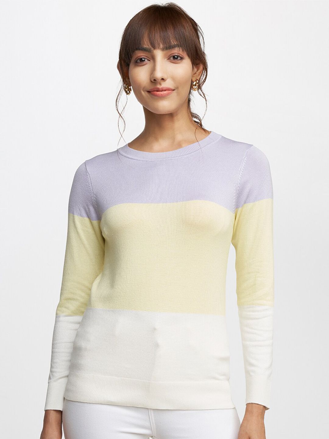 AND Lavender & Yellow Colourblocked Top