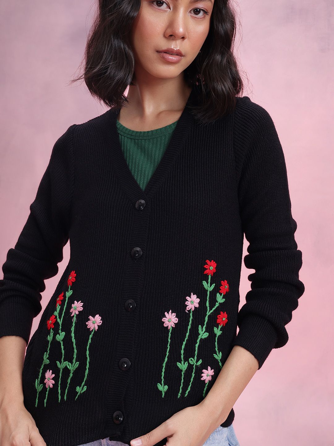 DressBerry Floral Embroidered Cardigan