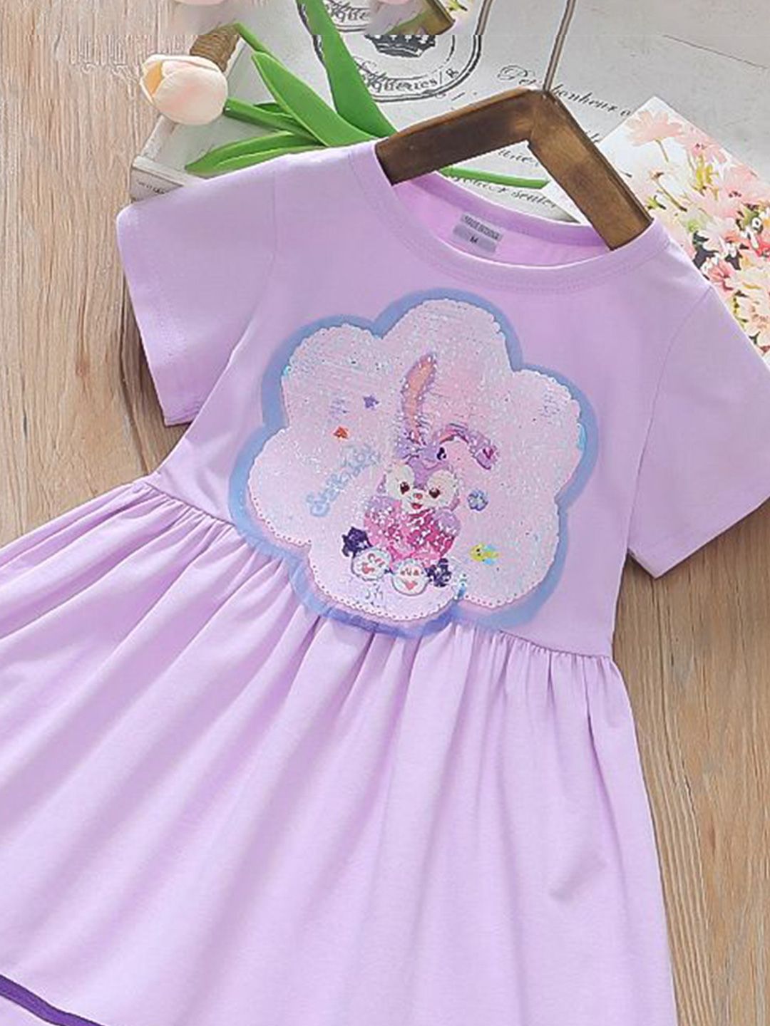 YK Girls Cotton Round Neck Fit & Flare Dress