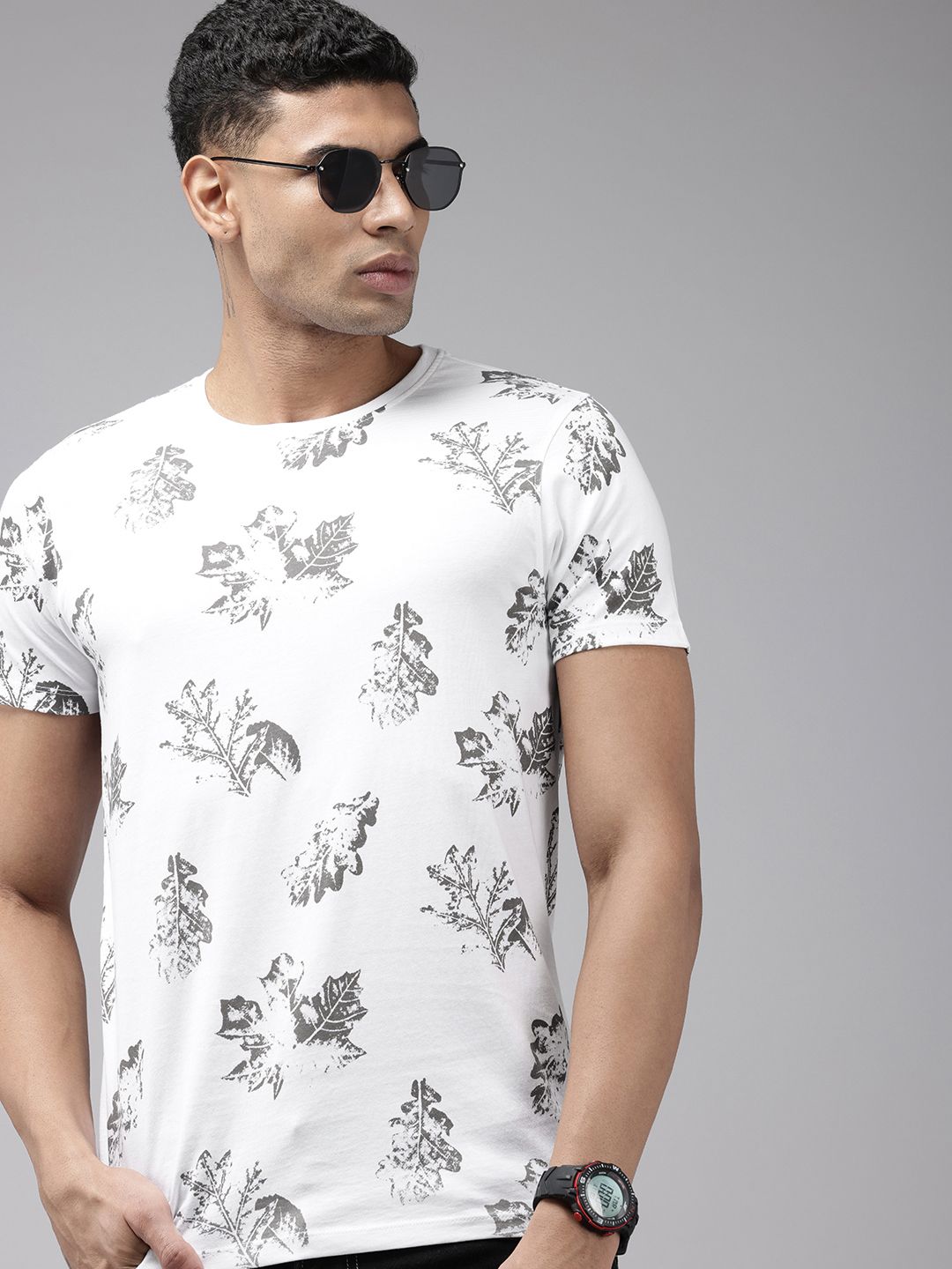 SPYKAR Tropical Printed Pure Cotton Slim Fit T-shirt