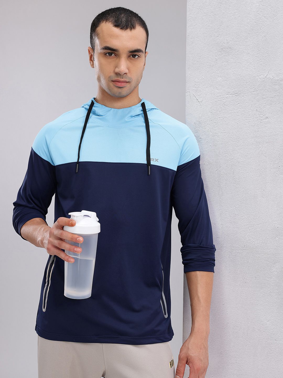 HRX by Hrithik Roshan Colourblocked Hooded Running T-shirt