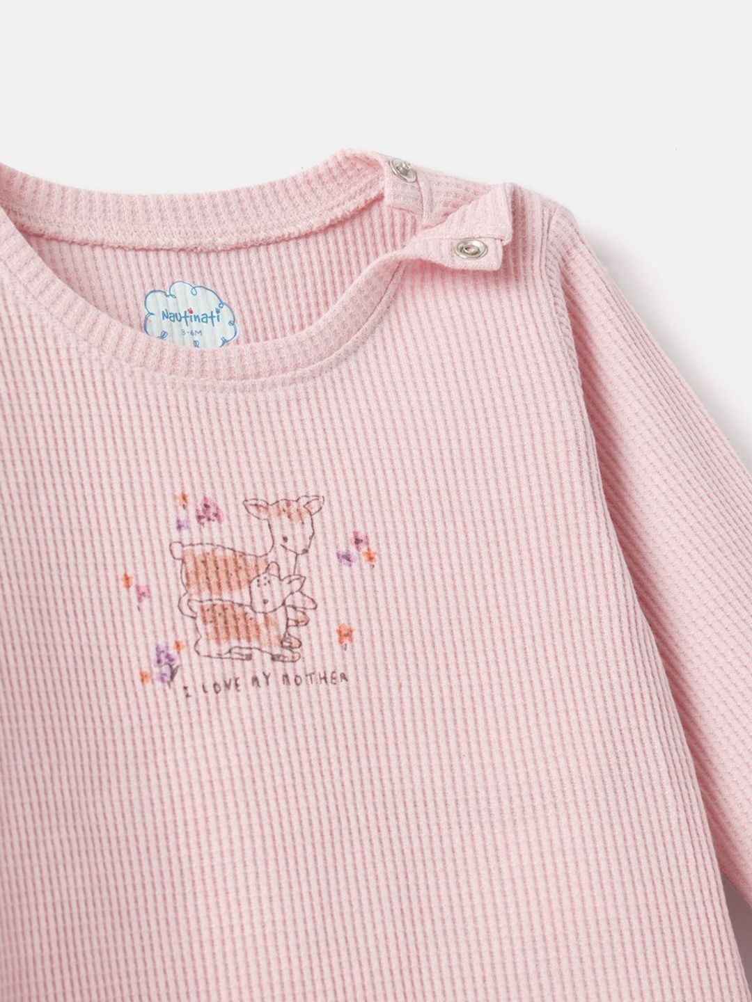 Nauti Nati Infants Girls Printed Pure Cotton Bodysuit With Joggers & Cap