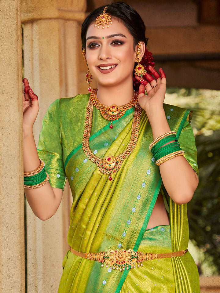 Saree mall Ethnic Motifs Woven Design Zari Kanjeevaram Sarees