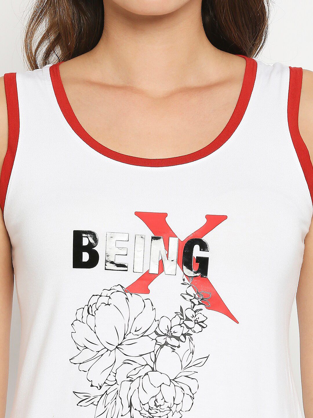 Being Human Women White Printed Applique T-shirt