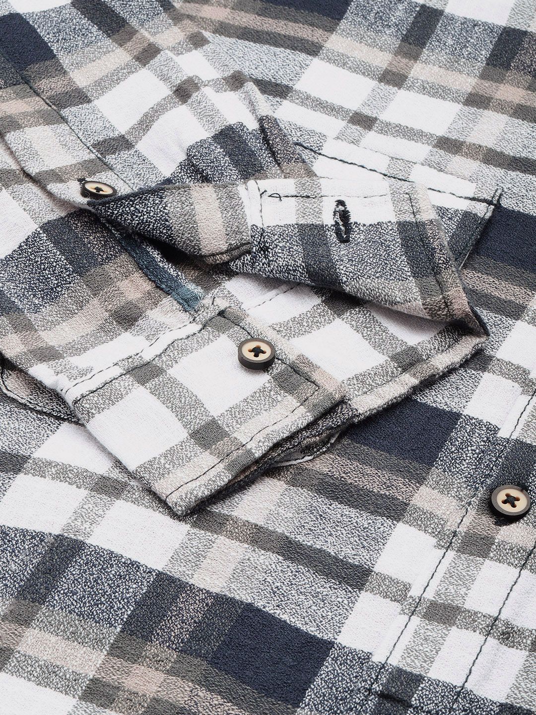 The Indian Garage Co Pure Cotton Slim Fit Checked Casual Shirt