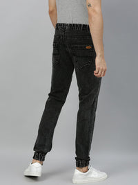Urbano Fashion Men Black Slim Fit Mid-Rise Clean Look Acid Wash Stretchable Jogger Jeans