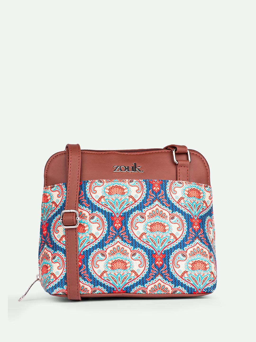 ZOUK Ethnic Motifs Printed Structured Sling Bag