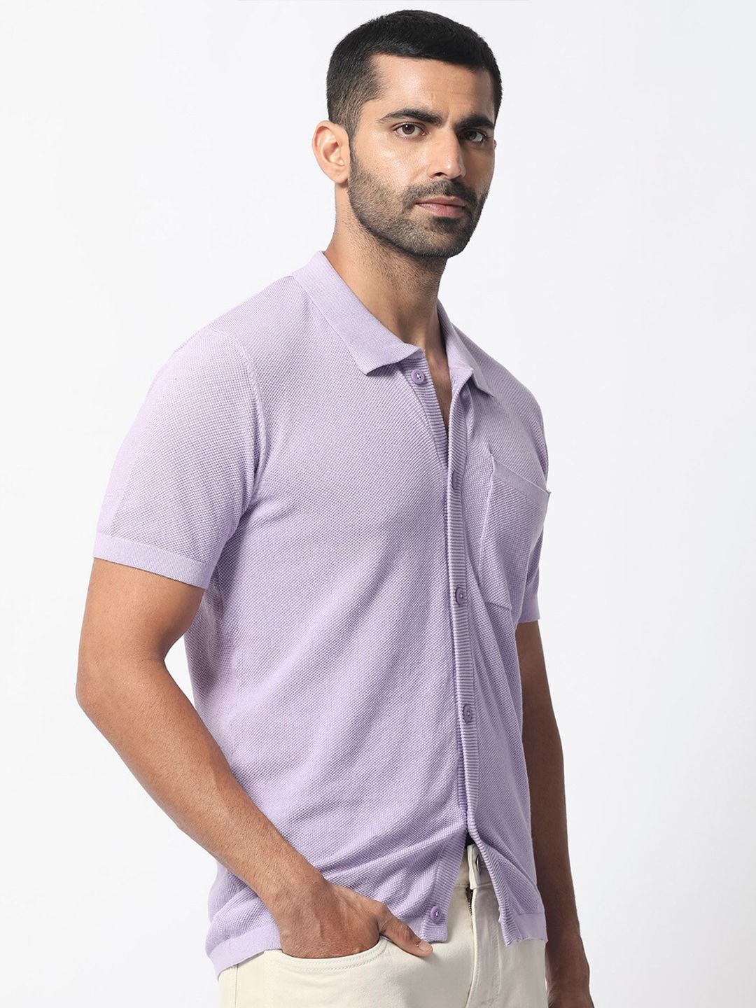 RARE RABBIT Men Boise Spread Collar Slim Fit Cotton Shirt