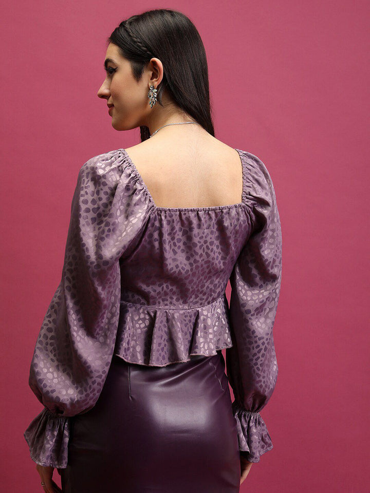 Tokyo Talkies Sweetheart Neck Bell Sleeve Ruched Ruffled Top