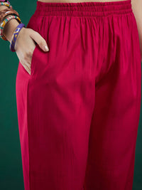 Indo Era Embroidered Sequinned Chanderi Silk Straight Kurta With Trousers & Dupatta