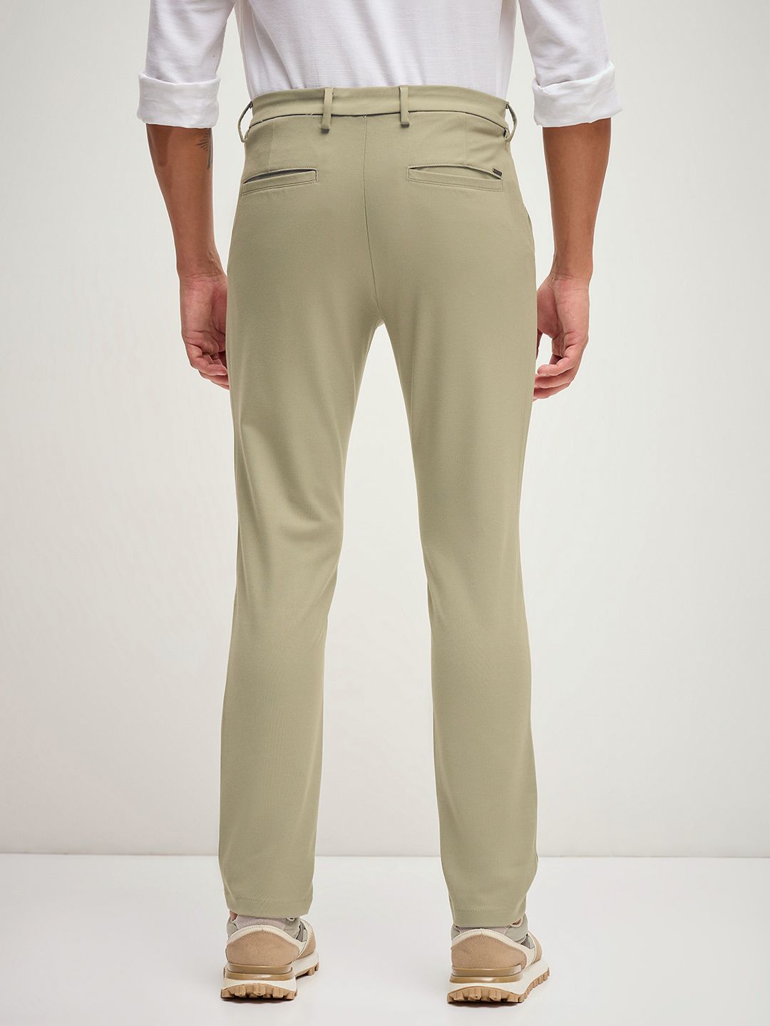 THE BEAR HOUSE Men Solid 4 Way Stretch Slim Fit Formal Trouser