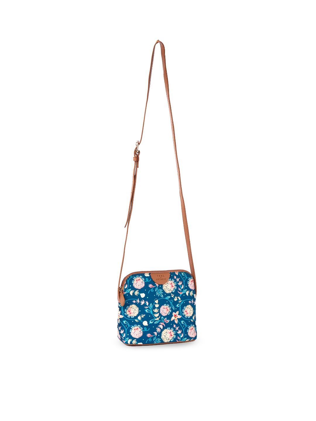 TEAL BY CHUMBAK Floral Printed Structured Sling Bag