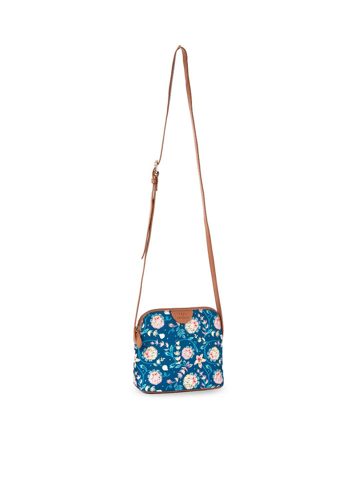 TEAL BY CHUMBAK Floral Printed Structured Sling Bag