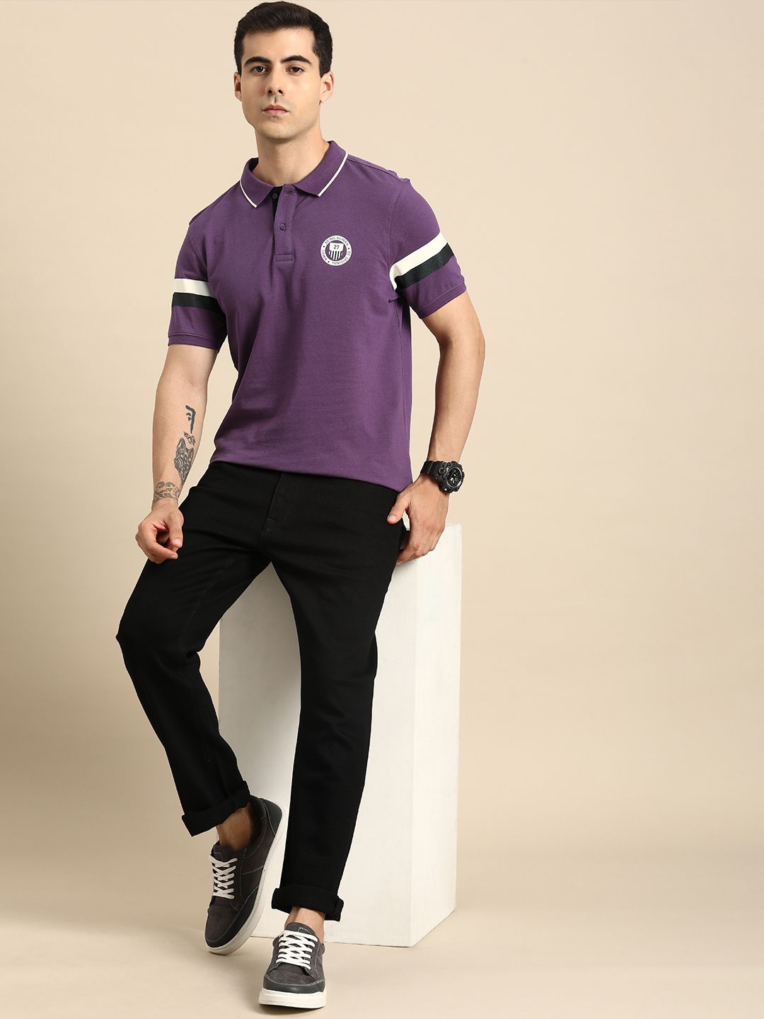 Being Human Men Polo Collar Pure Cotton T-shirt