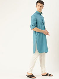 SOJANYA Men Blue Solid Pathani Kurta