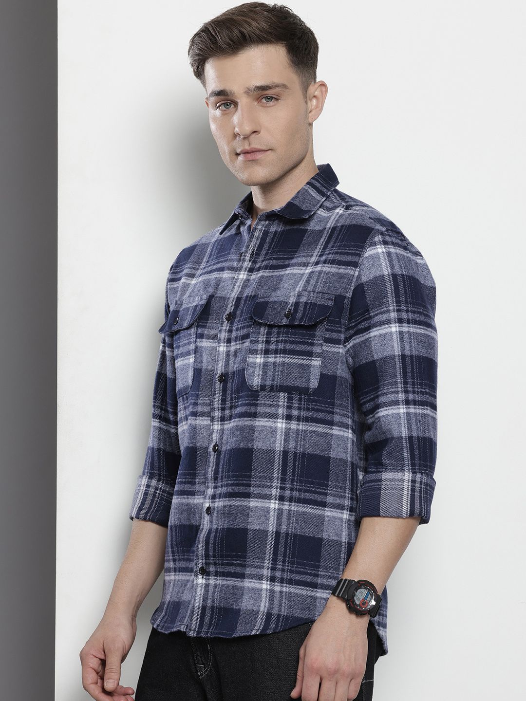 The Indian Garage Co Pure Cotton Slim Fit Checked Casual Shirt