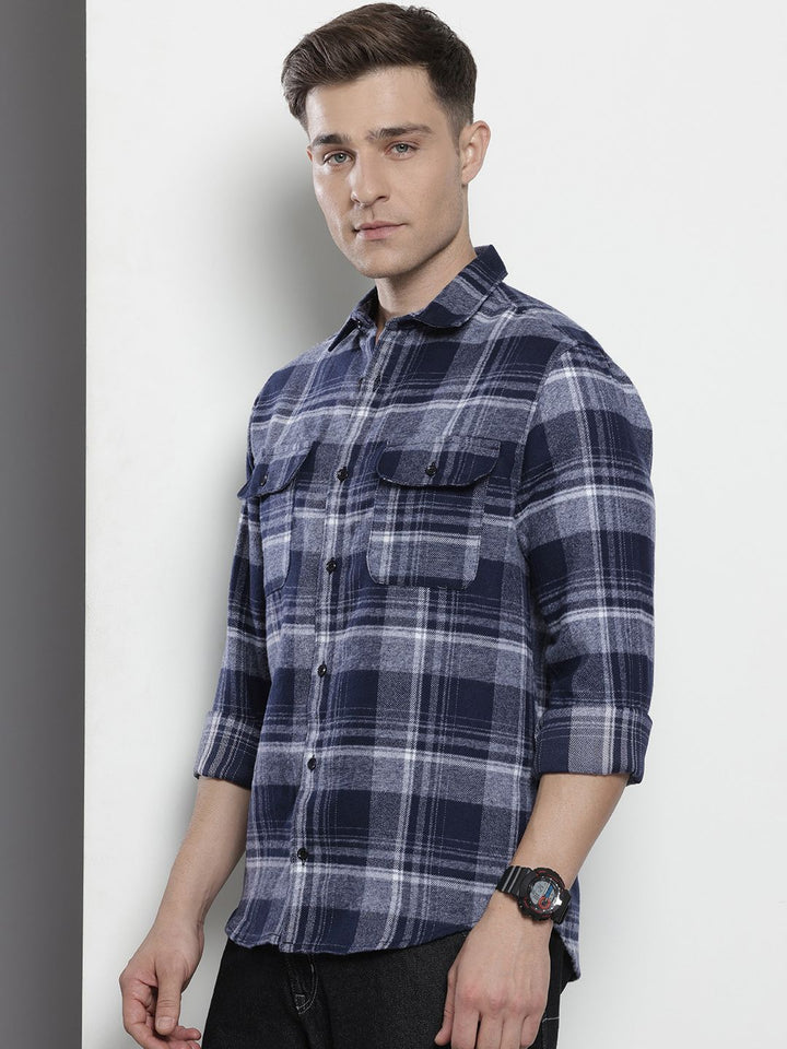 The Indian Garage Co Pure Cotton Slim Fit Checked Casual Shirt