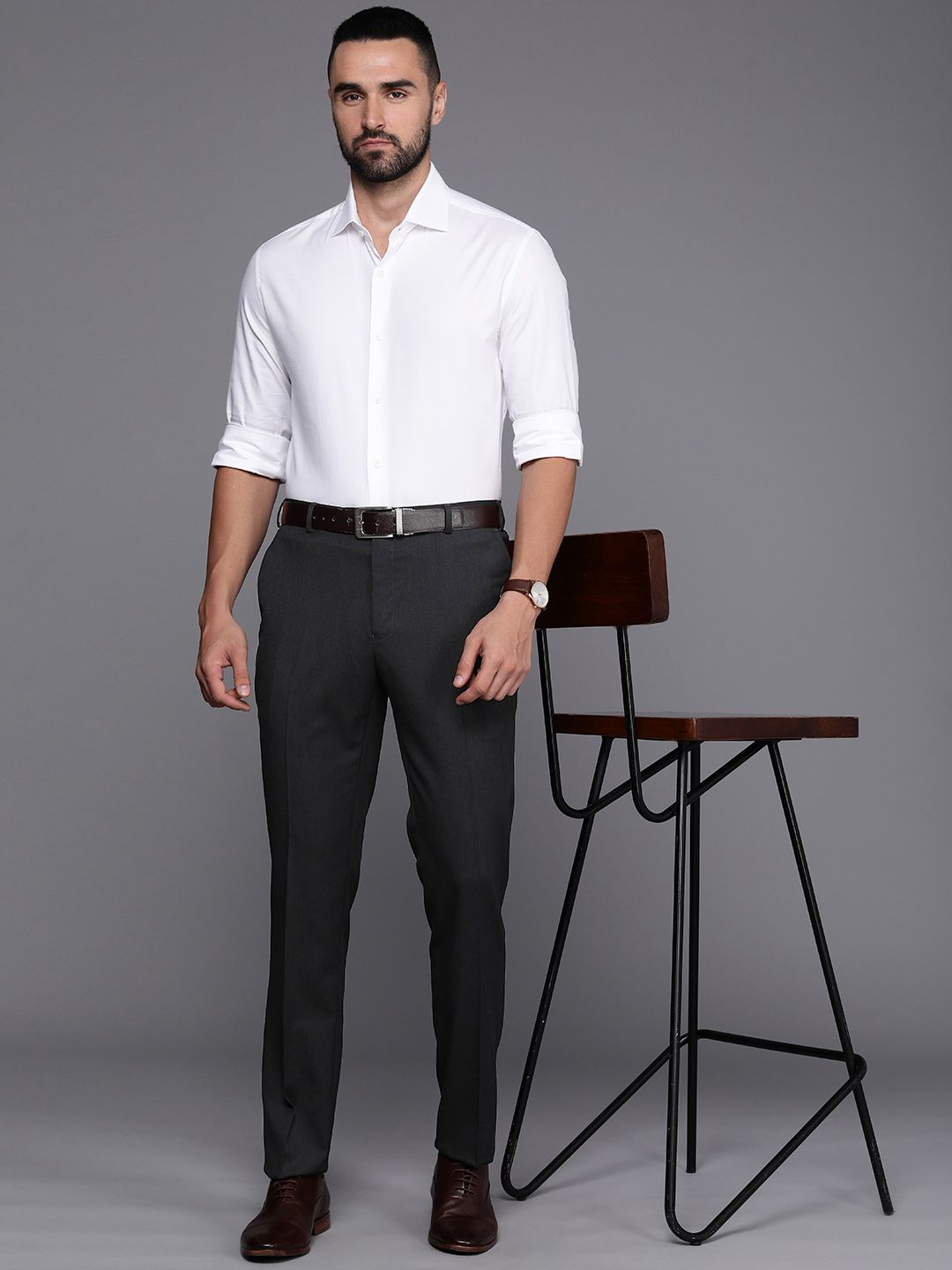 Raymond Men Textured Slim Fit Formal Trousers