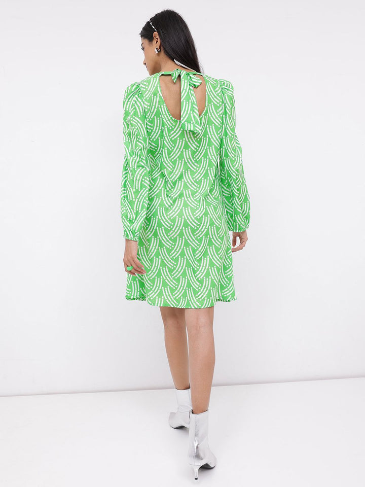 DressBerry Feeling Grand In Green V-Neck A-Line Dress
