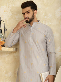 SOJANYA Geometric Woven Design Kurta Lurus Zari dengan Churidar