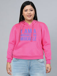 Tokyo Talkies Pink Typography Printed Hooded Pullover Sweatshirt