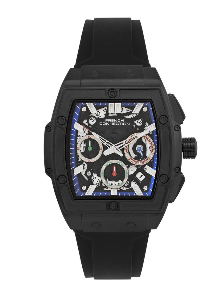 Sambungan Perancis Lelaki Skeleton Dial & Tali Analog Watch FCH3B