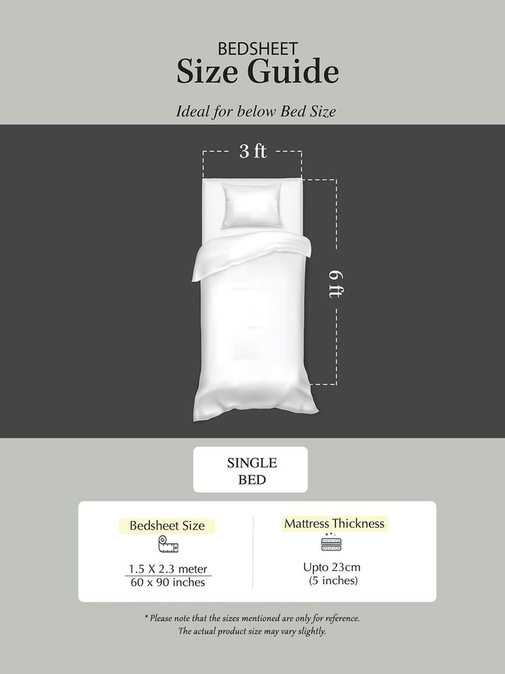 HOSTA HOMES Grey Solid 260 TC Cotton 1 Single Bedsheet with 1 Pillow Covers