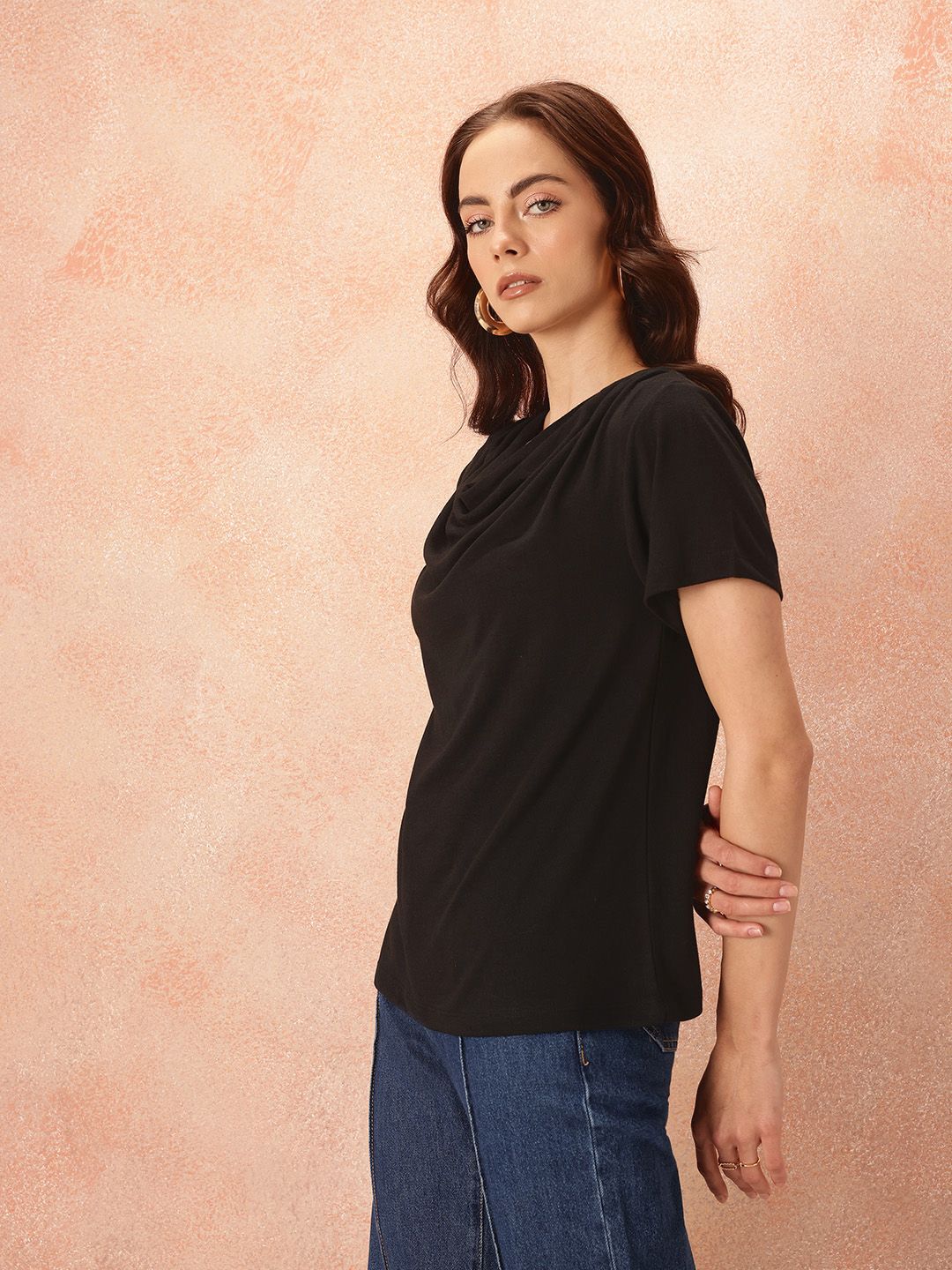 all about you Cowl Neck Solid Top