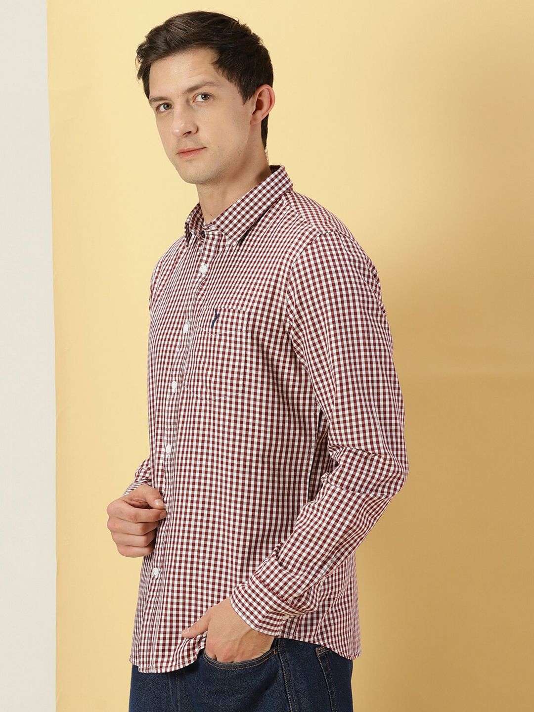 Thomas Scott Classic Slim Fit Gingham Checked Pure Cotton Casual Shirt