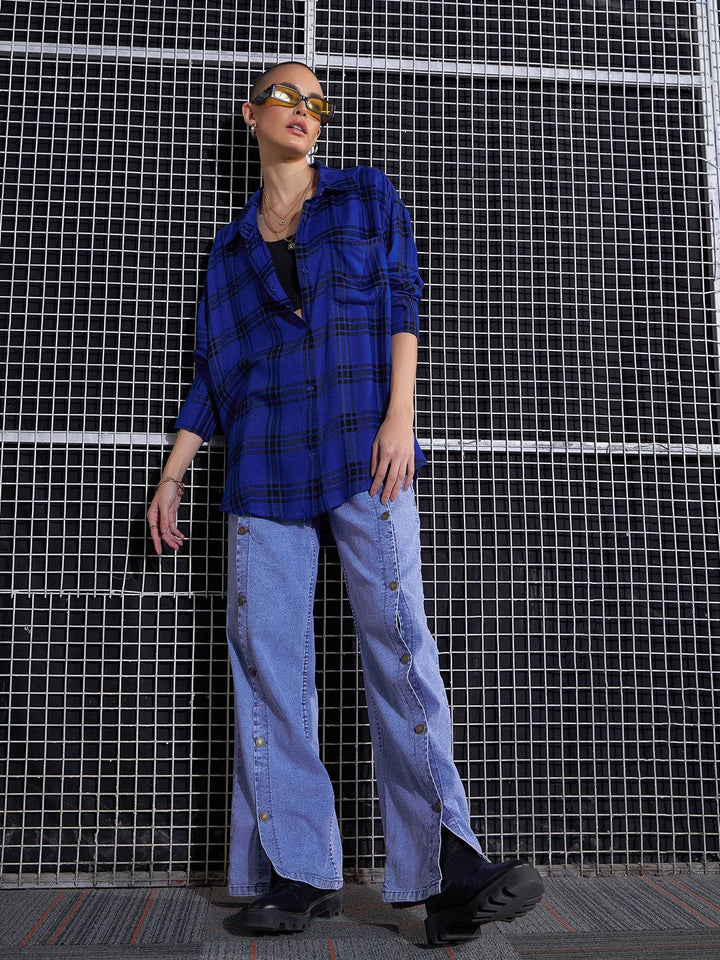 SASSAFRAS Tartan Checked Oversized Pure Cotton Casual Shirt