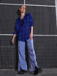 SASSAFRAS Tartan Checked Oversized Pure Cotton Casual Shirt