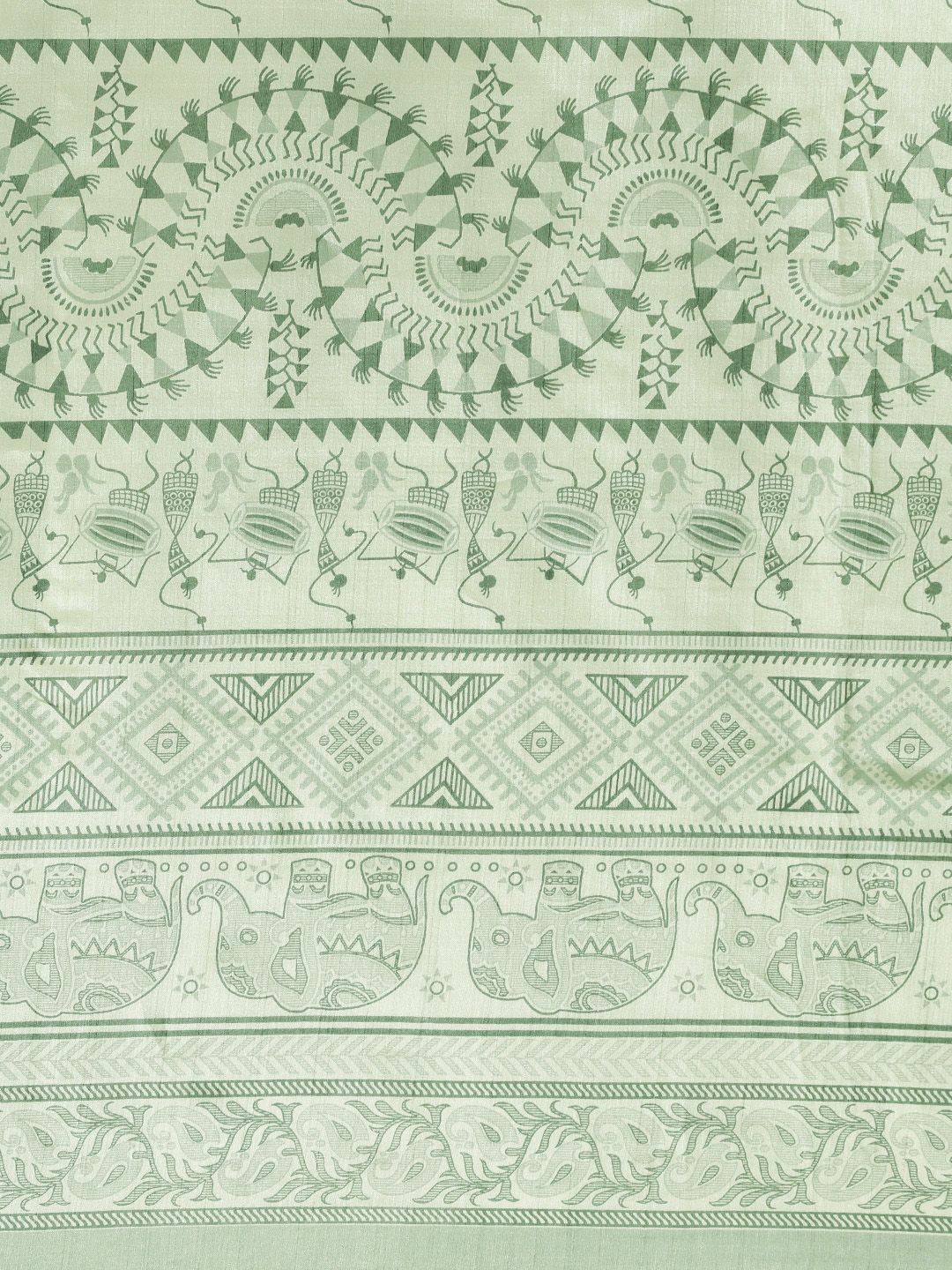 Saree mall Women Sea Green & Green Art Silk Printed Bagru Saree