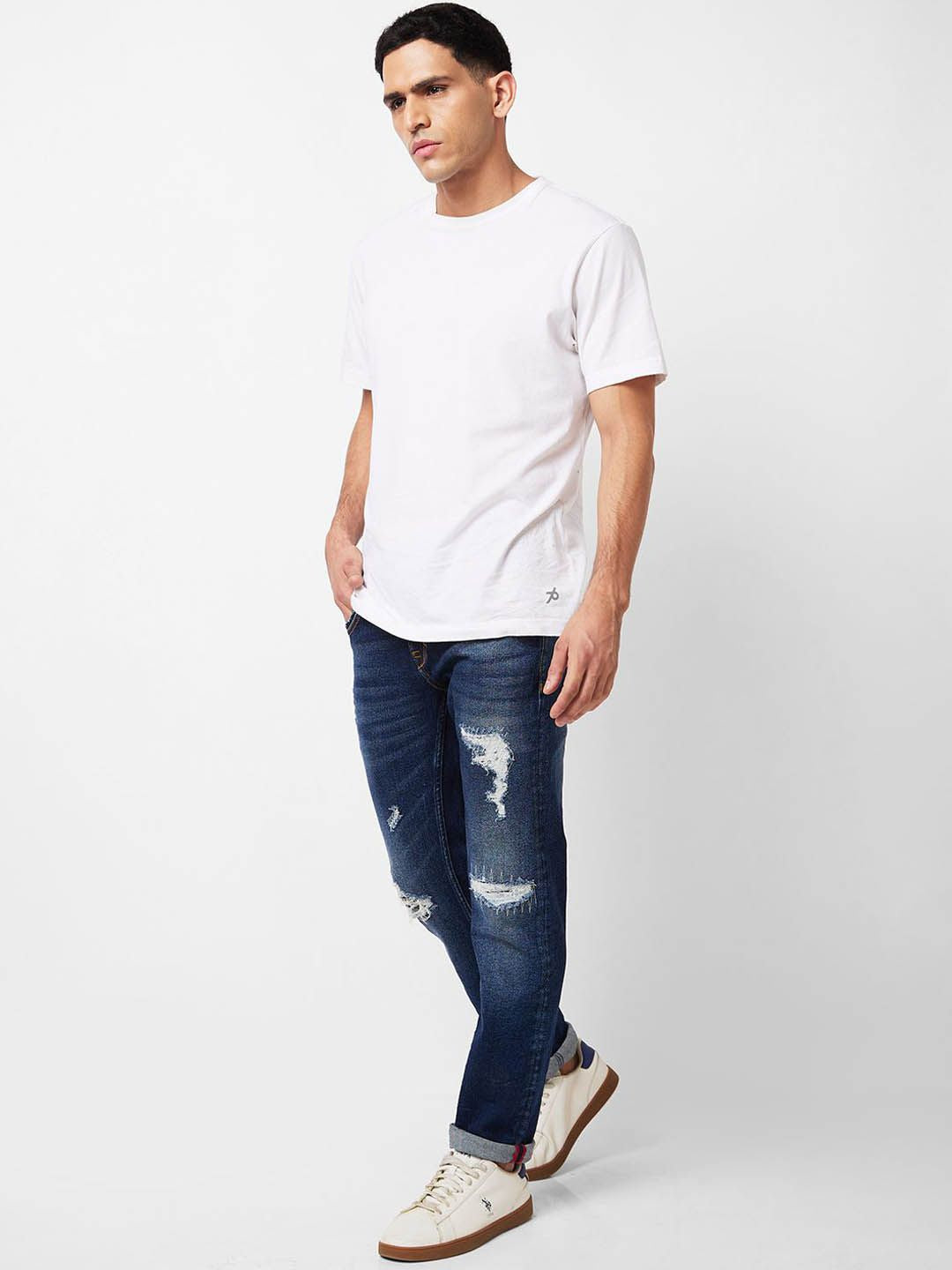 SPYKAR Men Mid-Rise Mildly Distressed Heavy Fade Ripped Jeans