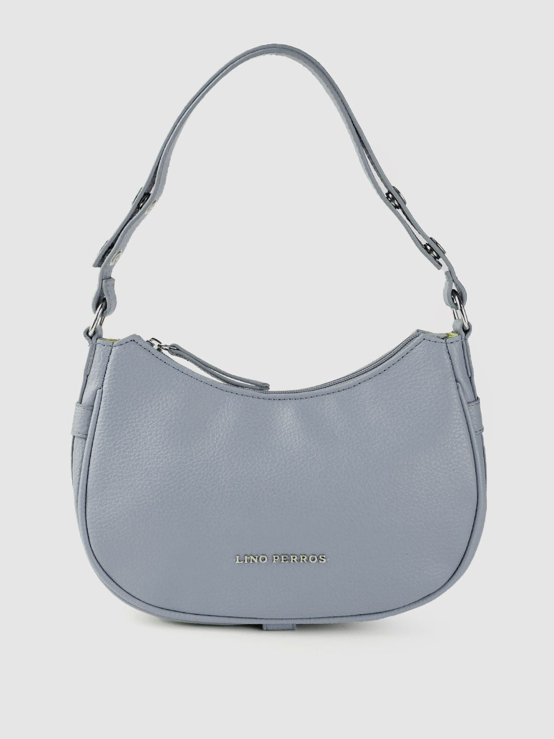 Lino Perros Women Grey Solid Structured Baguette Bag