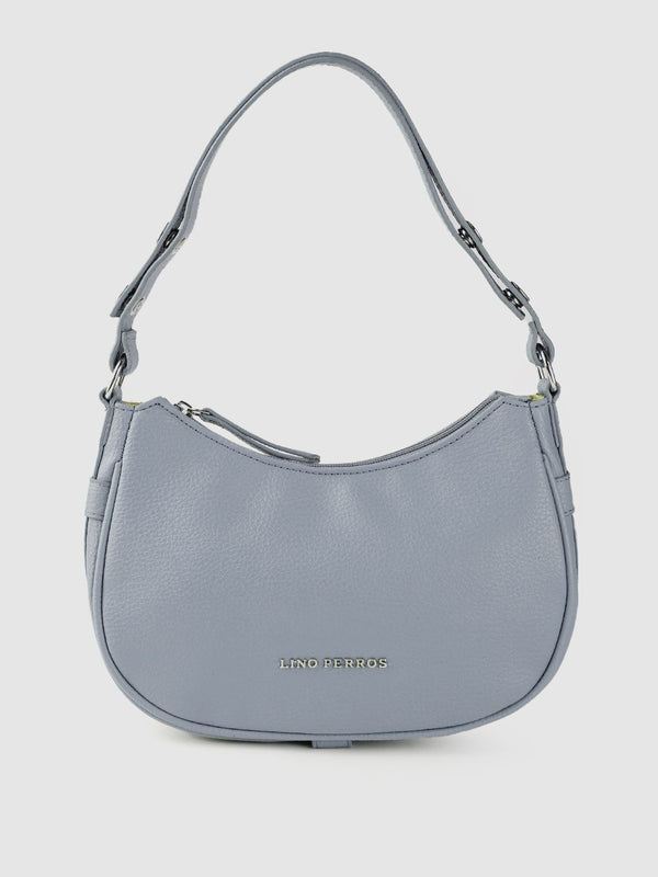 Lino Perros Women Grey Solid Structured Baguette Bag