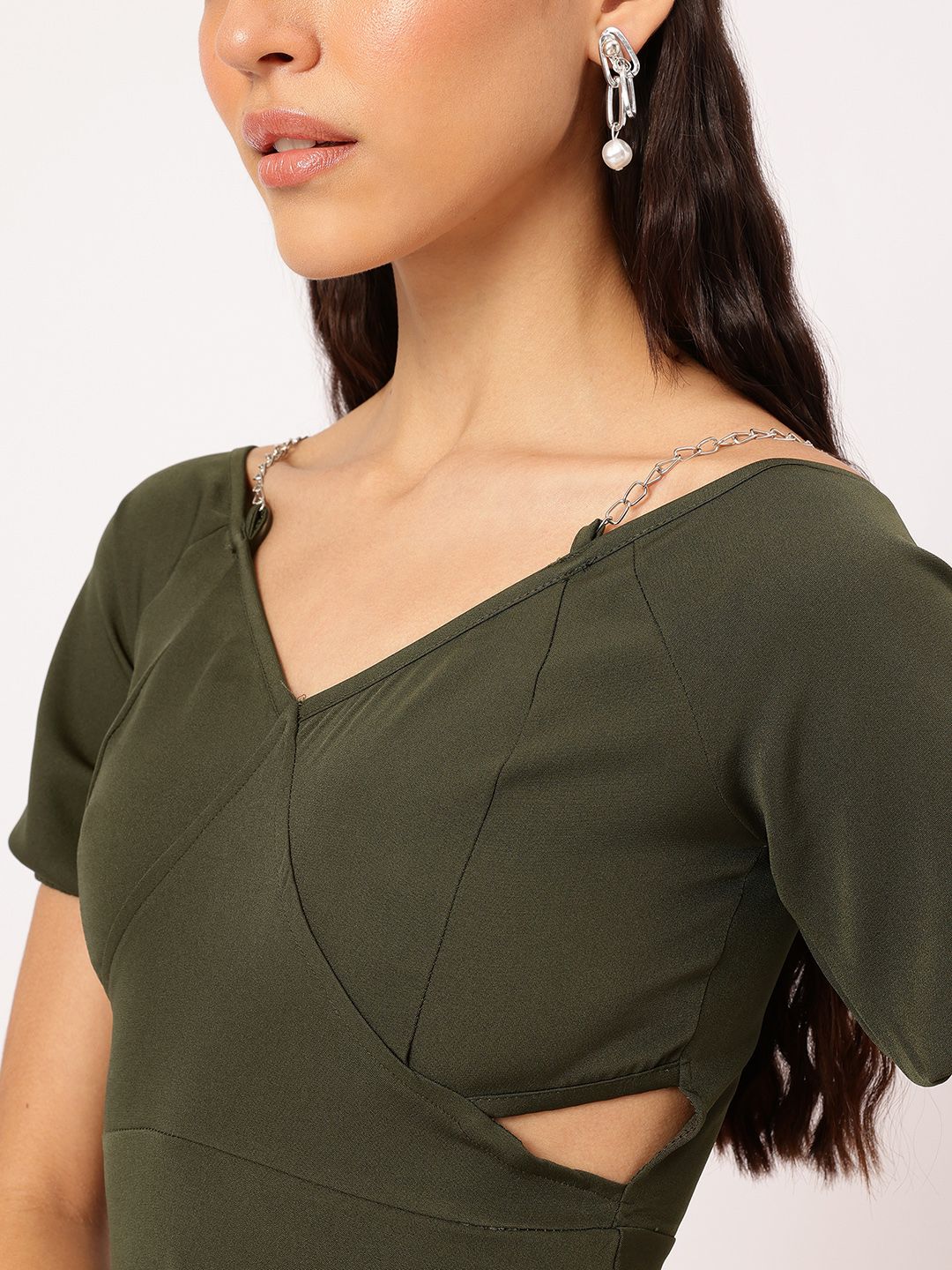 DressBerry Urban Chic Cut-Out Waist Chain Straps Mini Dress